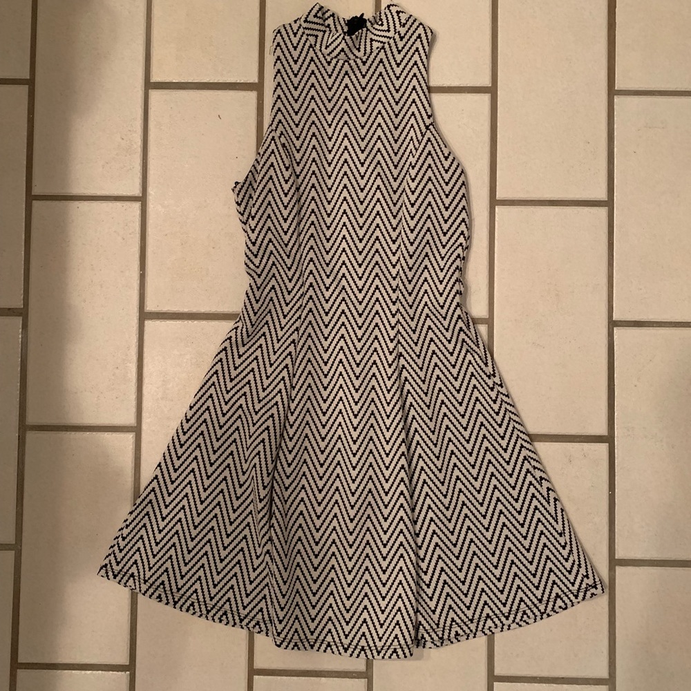 Black and White Print Skater Dress
